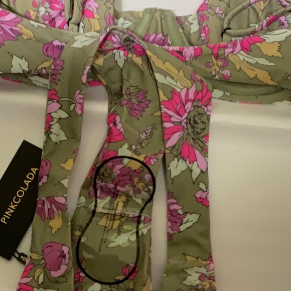 PinaColada Swim Green Floral Bikini NWT |Green/Pink | Size: SMALL - Picture 5 of 8